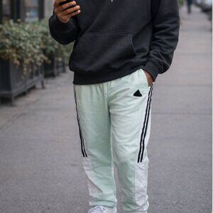 Adidas Tiro Light Mint Green/Black/White Stripe Track Pants Zip Ankle Mens Sz XL